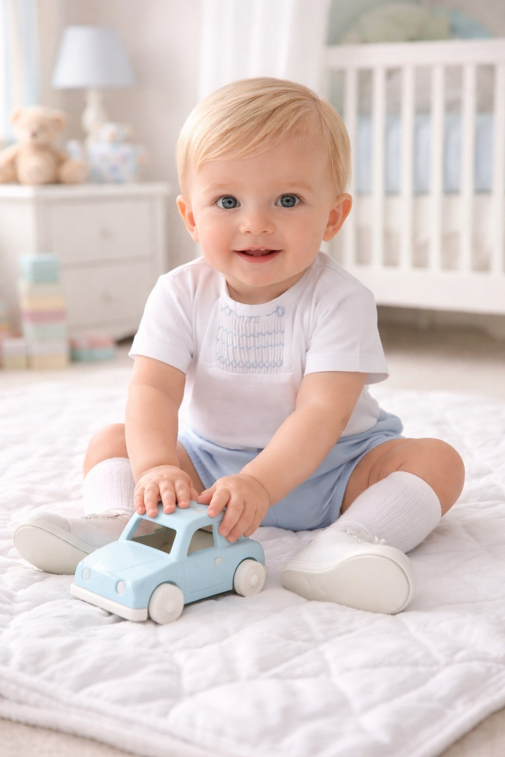 Basics - Baby Boy's Smocked Romper - Little Threads Inc. Children's Clothing