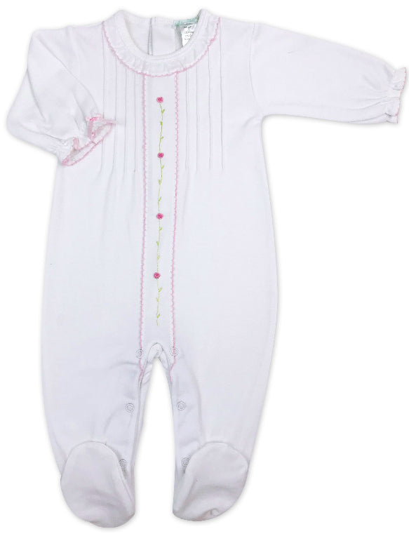 Rose Vine Pin Tuck Footie - Little Threads Inc. Children's Clothing