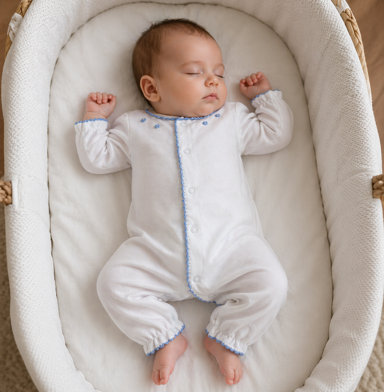 Baby Boy's Blue Crochet Trim Converter - Little Threads Inc. Children's Clothing