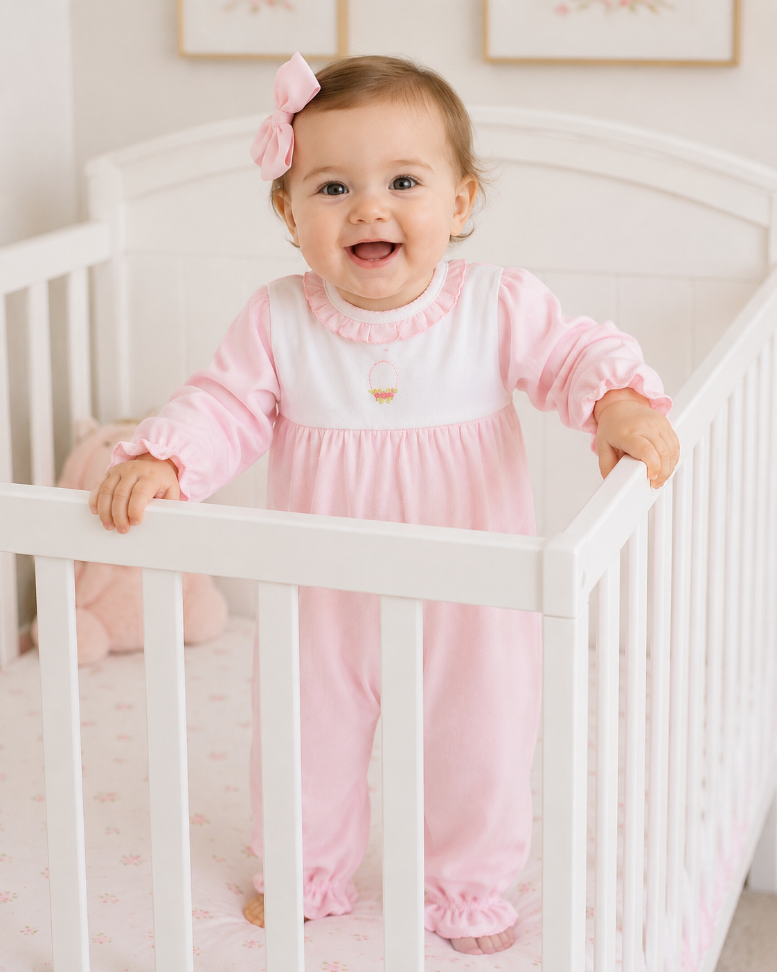Baby Girl's Pink Converter With Pink Rose Buds