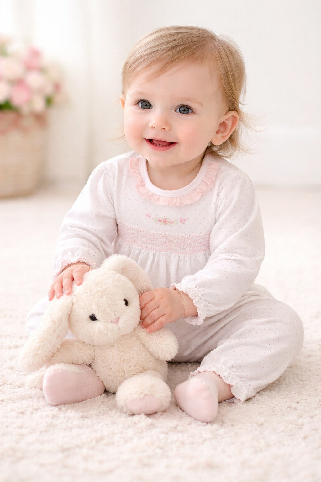Baby Girl's Pink Dots Hand Smocked Converter - Little Threads Inc. Children's Clothing