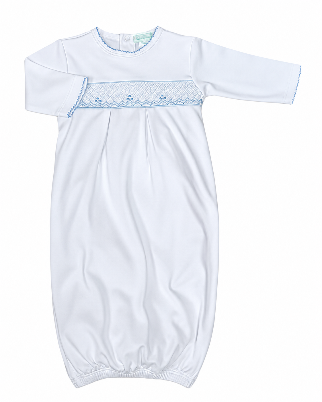 White Pima cotton smocked baby boy daygown
