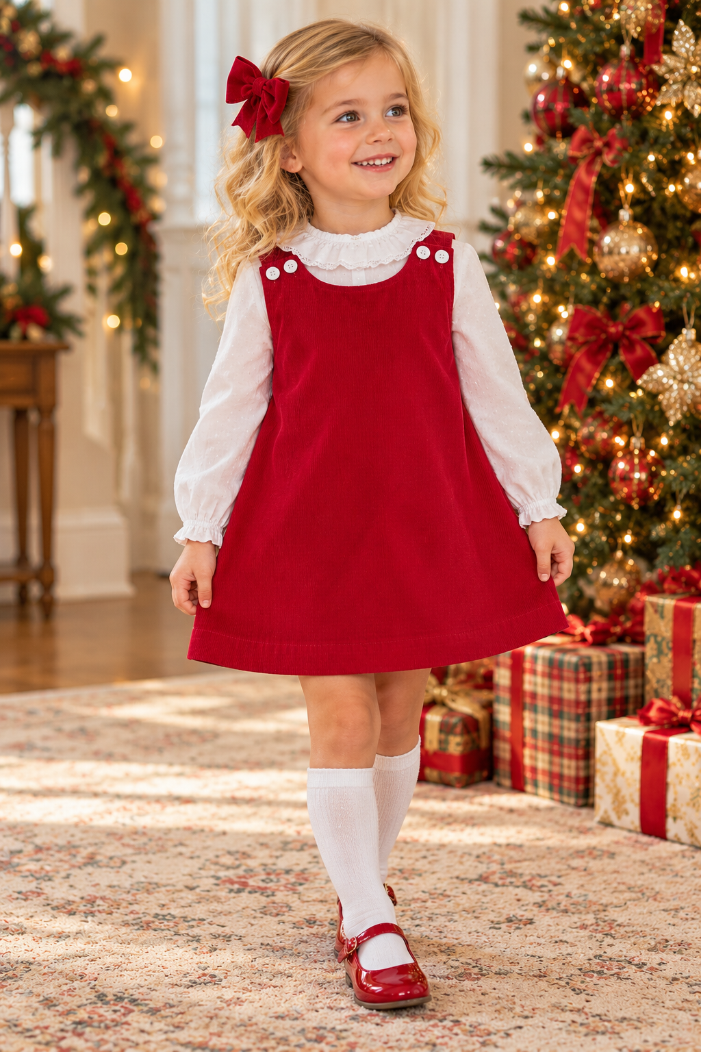 White Dots Plumetti Lace Collar Girl's Blouse - Little Threads Inc. Children's Clothing