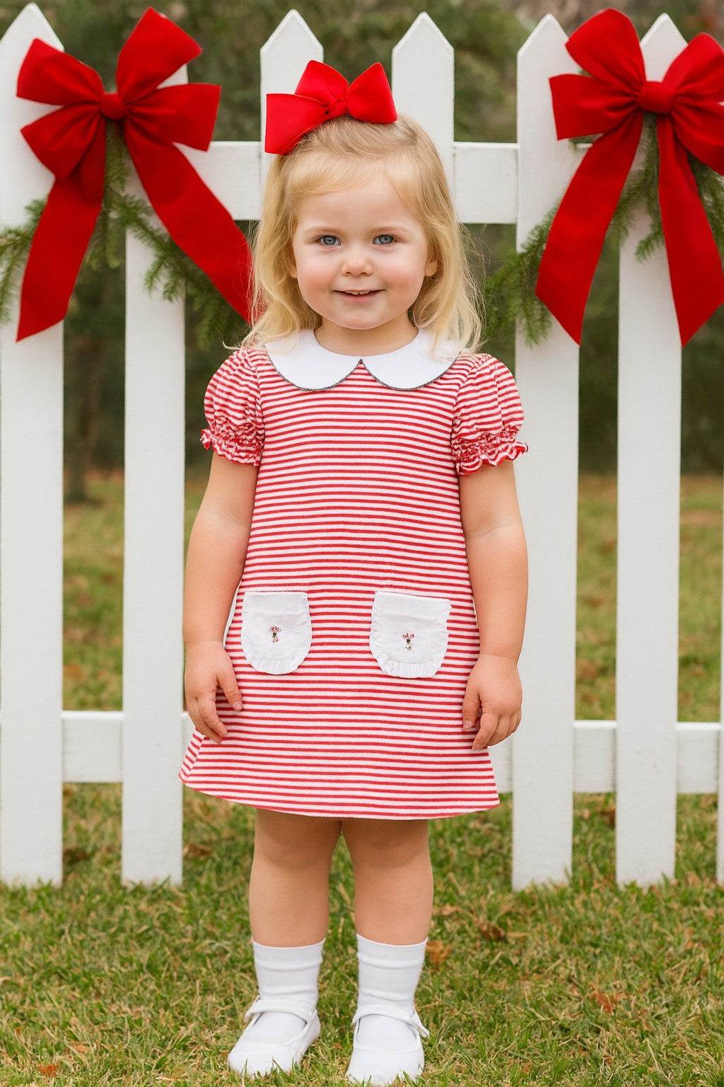 Christmas Pima cotton stripe Candy cane girls dress