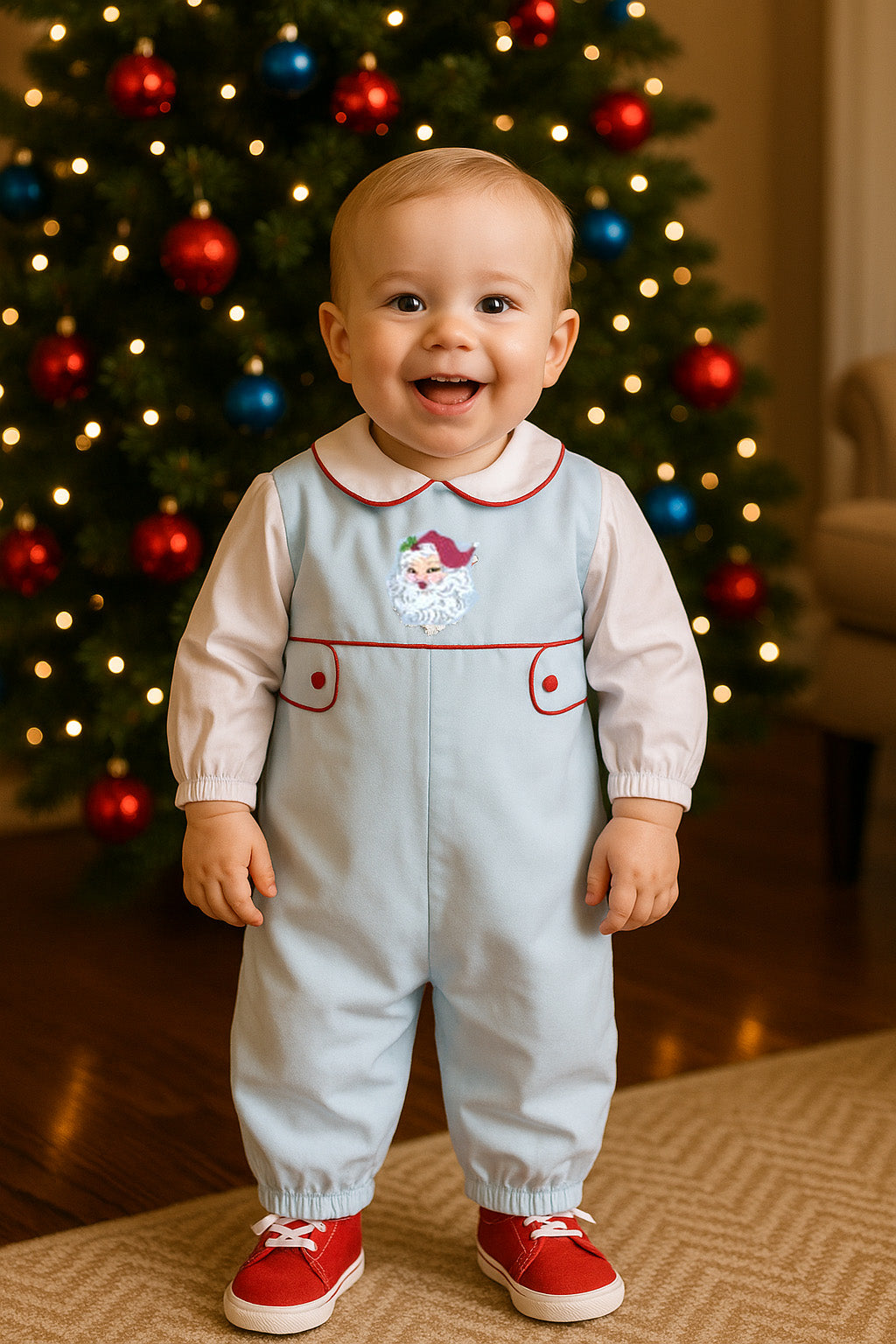 Santa Claus Boy's Long Romper Set - Little Threads Inc. Children's Clothing