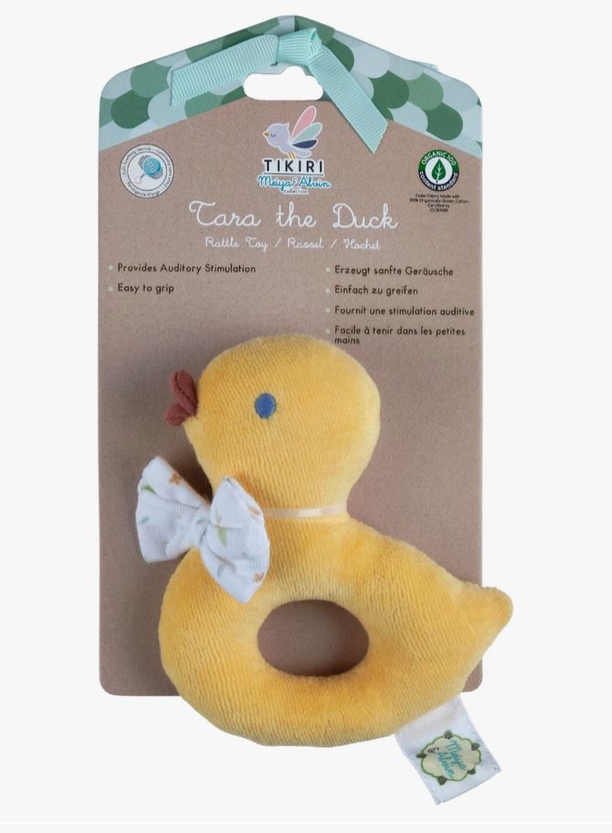 Tara the Duck Organic Fabric Rattle - Little Threads Inc. Children's Clothing