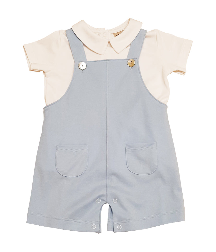 Lyann & Noah Boy's blue pima Overall - Little Threads Inc. Children's Clothing