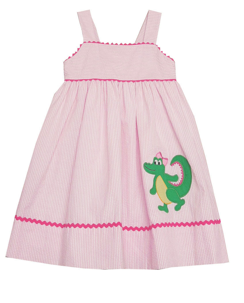 Alligator applique girl's sundress - Little Threads Inc. Children's Clothing