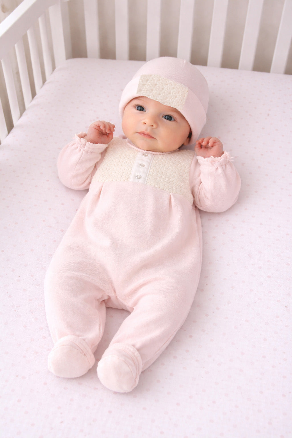 Pink Velour Knit Footie - Little Threads Inc. Children's Clothing