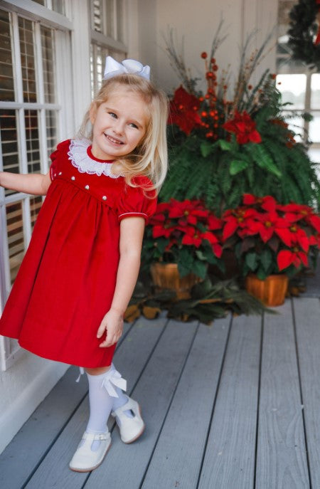 Christmas Red Velvet Collection Ruffle Float Girl's Dress