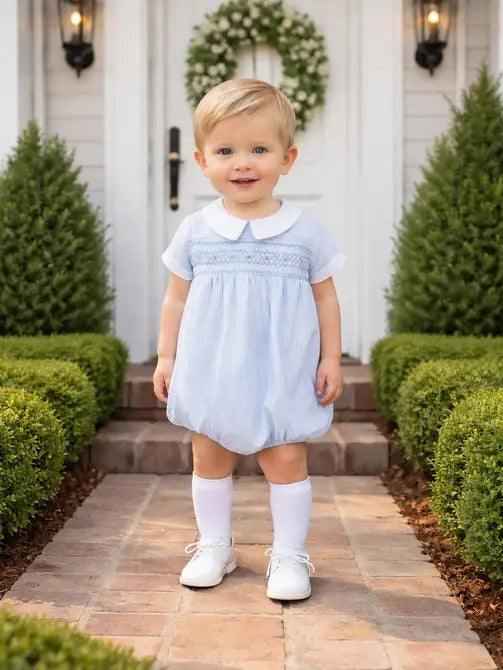 Margot Boy's Smocked and Striped Romper Set - Little Threads Inc. Children's Clothing