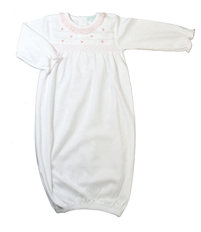 Baby Girl's White Pink Flowers Daygown - Little Threads Inc. Children's Clothing