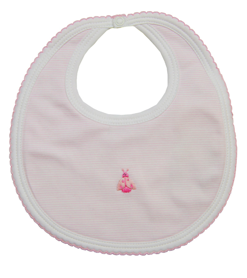 Ladybug pink pima cotton baby girl bib - Little Threads Inc. Children's Clothing