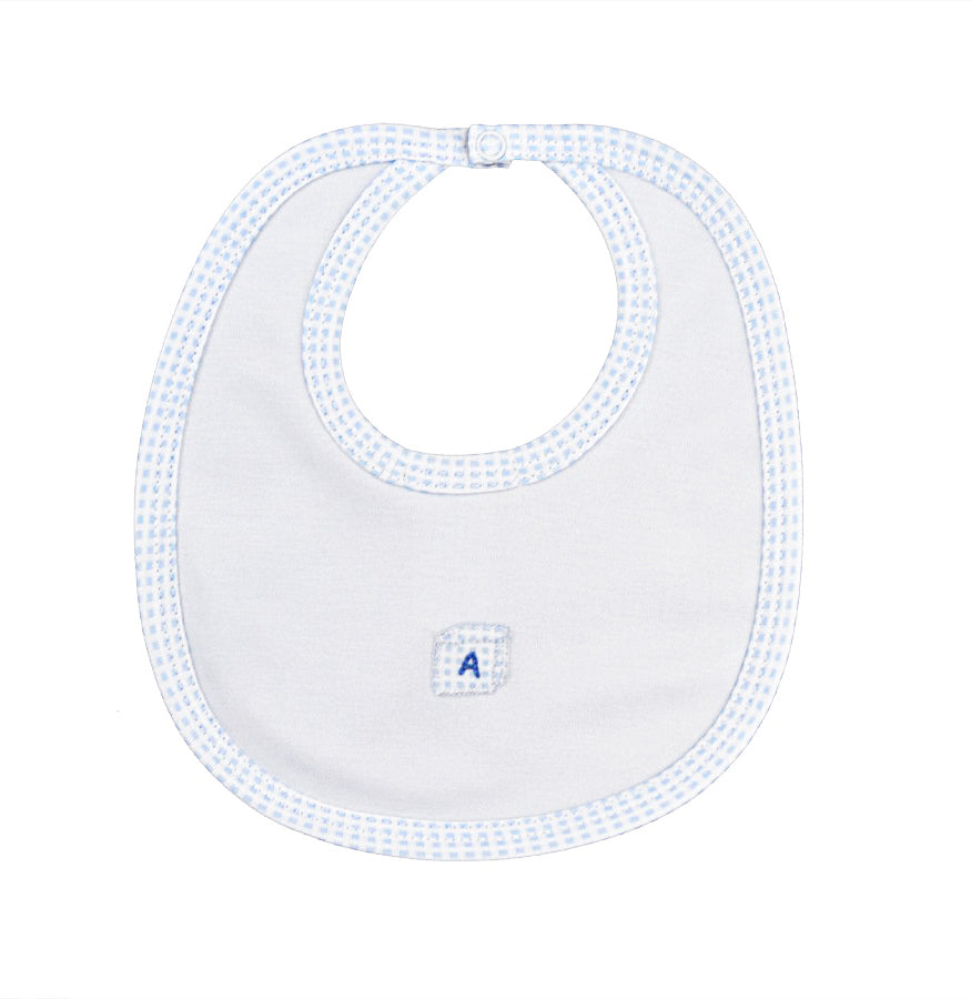 Baby Boy's Blue Check Jack In The Box Bib - Little Threads Inc. Children's Clothing