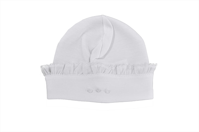 White Ruffle Rose Girl Hat - Little Threads Inc. Children's Clothing