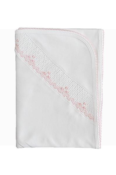 White Blanket with Pink Trim - Little Threads Inc. Children's Clothing