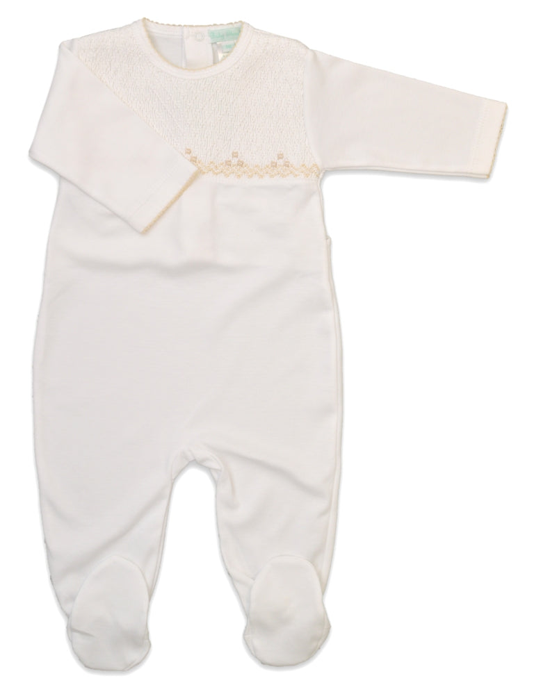 Full Smocked Unisex Pima cotton Footie - Little Threads Inc. Children's Clothing