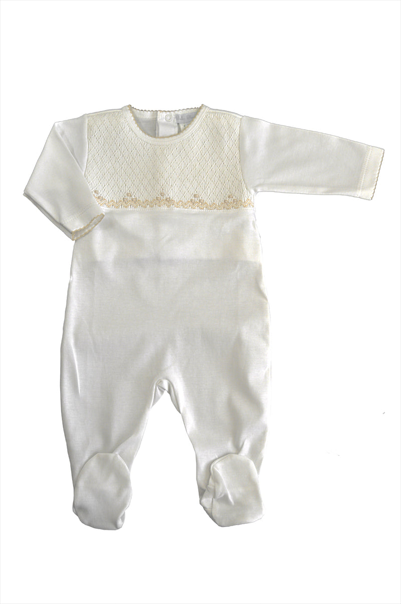 Unisex White Ecru Footie - Little Threads Inc. Children's Clothing