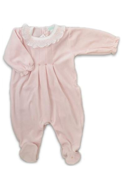 Pink Velour Footie - Little Threads Inc. Children's Clothing