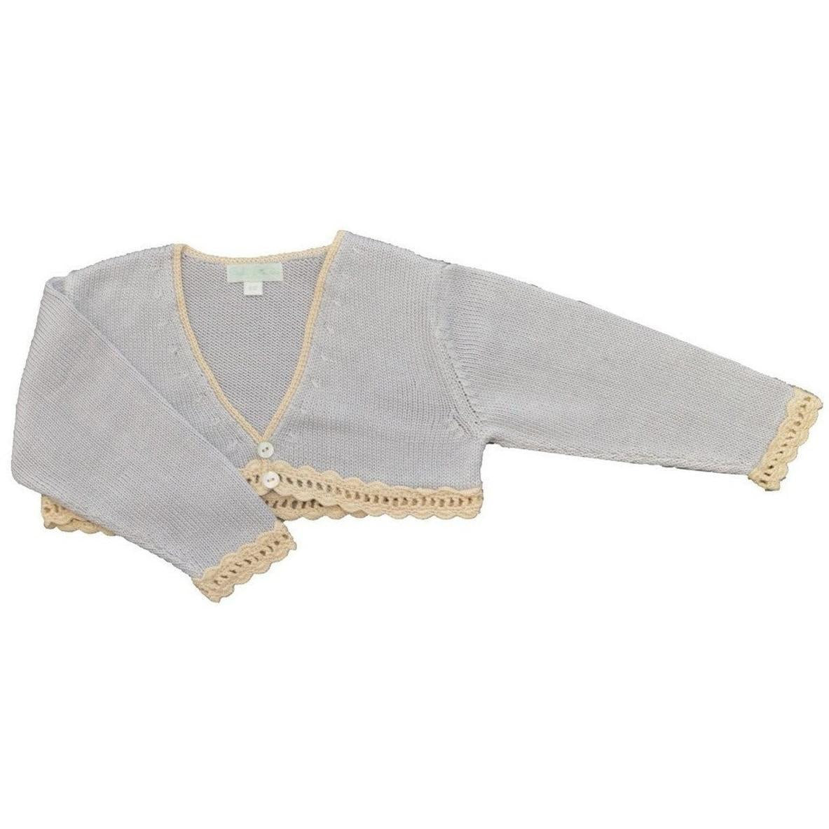 Blue & Ivory Mercerized Cotton Bolero Sweaters - Little Threads Inc. Children's Clothing