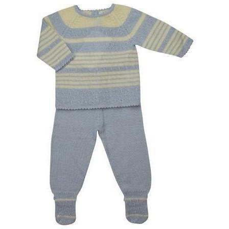 Blue & Ivory Striped Baby Alpaca Sweater & Pant Set - Little Threads Inc. Children's Clothing