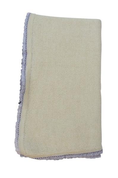 Ivory Baby Alpaca Blanket with Grey Trim - Little Threads Inc. Children's Clothing