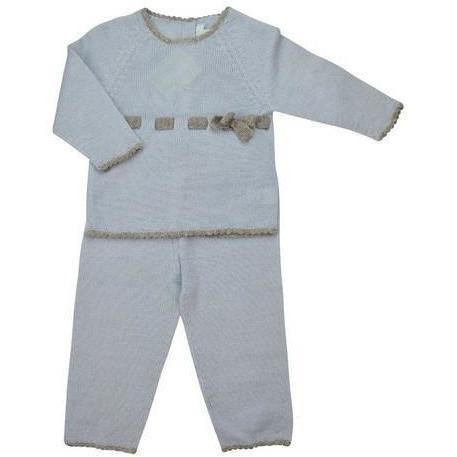 Blue & Grey Baby Alpaca Sweater & Pant Set - Little Threads Inc. Children's Clothing