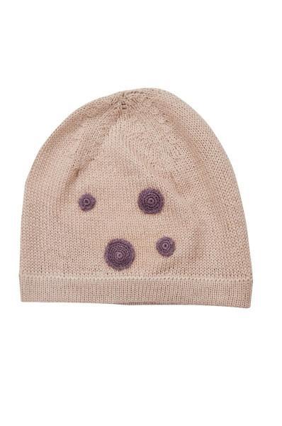 Pink Baby Alpaca Hat with Burgundy Dots - Little Threads Inc. Children's Clothing