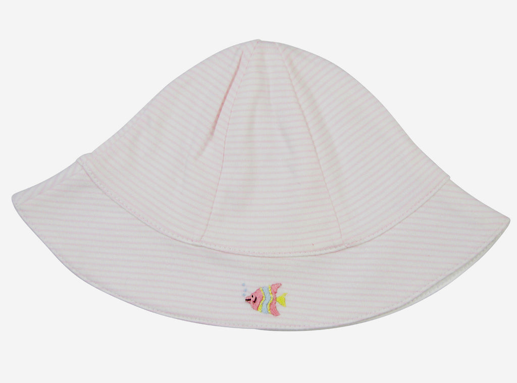 Pink stripe pima cotton fish sun hat - Little Threads Inc. Children's Clothing