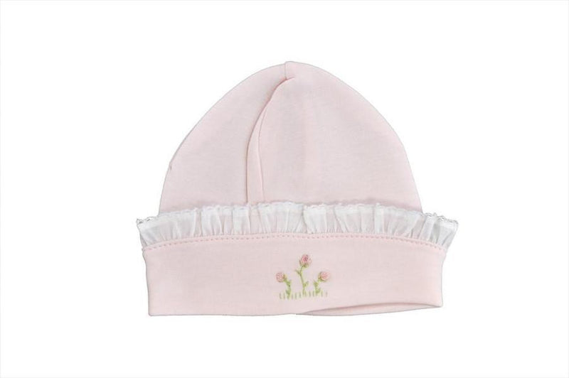 Rose Vine Pink Hat with White Ruffle - Little Threads Inc. Children's Clothing