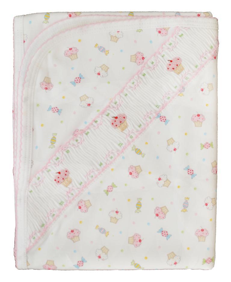 Girl's Cupcake Smocked Blanket - Little Threads Inc. Children's Clothing