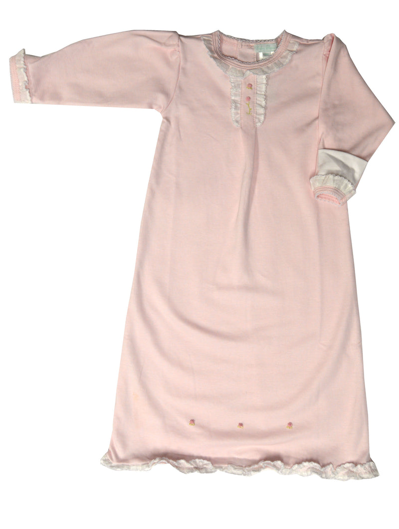 Baby Girl's Pink Ruffle Collar Rose Daygown - Little Threads Inc. Children's Clothing