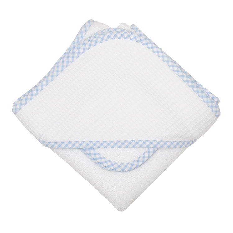 Blue Checks Hooded Towel and Wash Cloth Set - Little Threads Inc. Children's Clothing