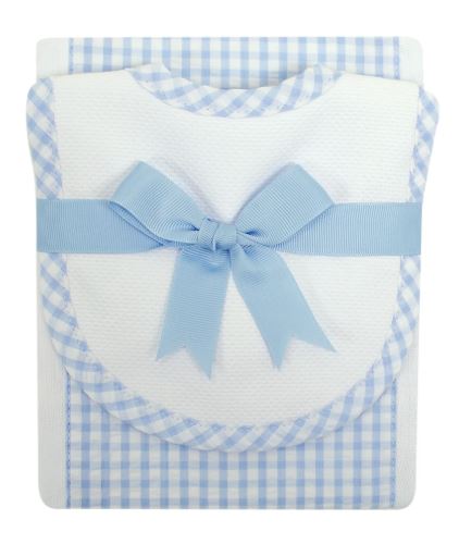 Blue Checks Baby Boy Burp Pad and small bib set - Little Threads Inc. Children's Clothing