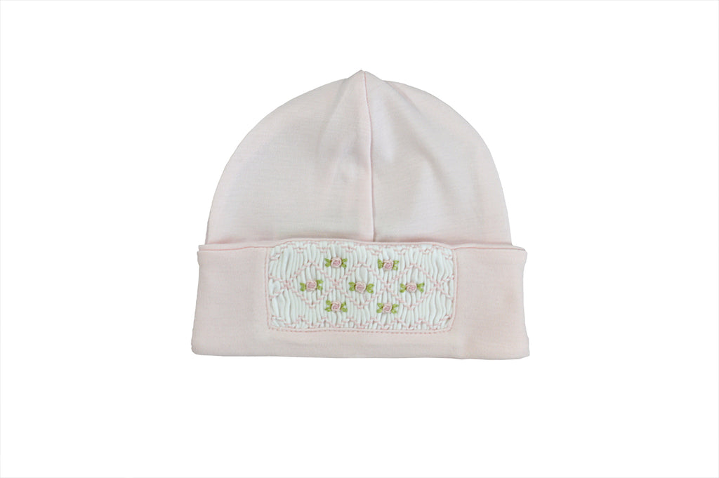 Baby Girl's Pink Rose Hand Smocked Hat - Little Threads Inc. Children's Clothing