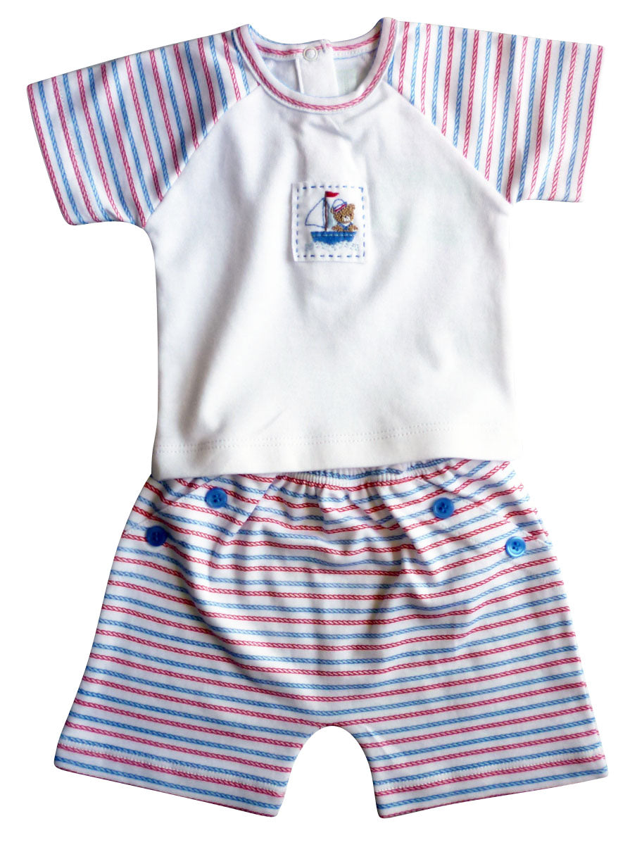 Baby Boy's Bear on Boat Short Set - Little Threads Inc. Children's Clothing