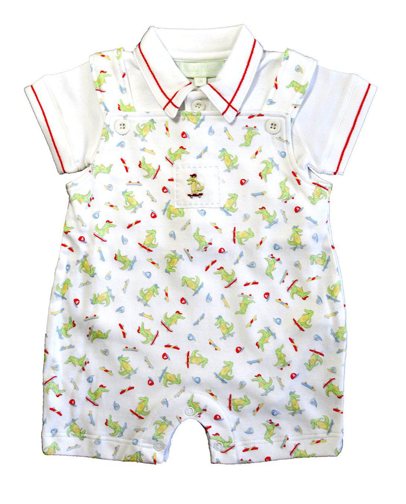 Alligator Print Boy's Pima Cotton Overall Set - Little Threads Inc. Children's Clothing