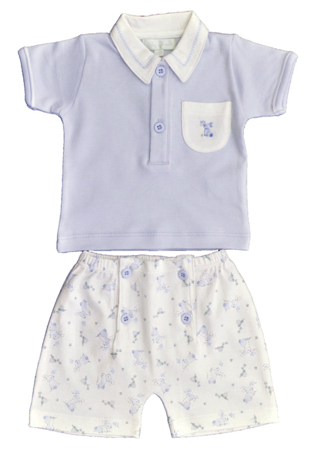 Baby Boy's Blue Bunny Print Shorts Set - Little Threads Inc. Children's Clothing