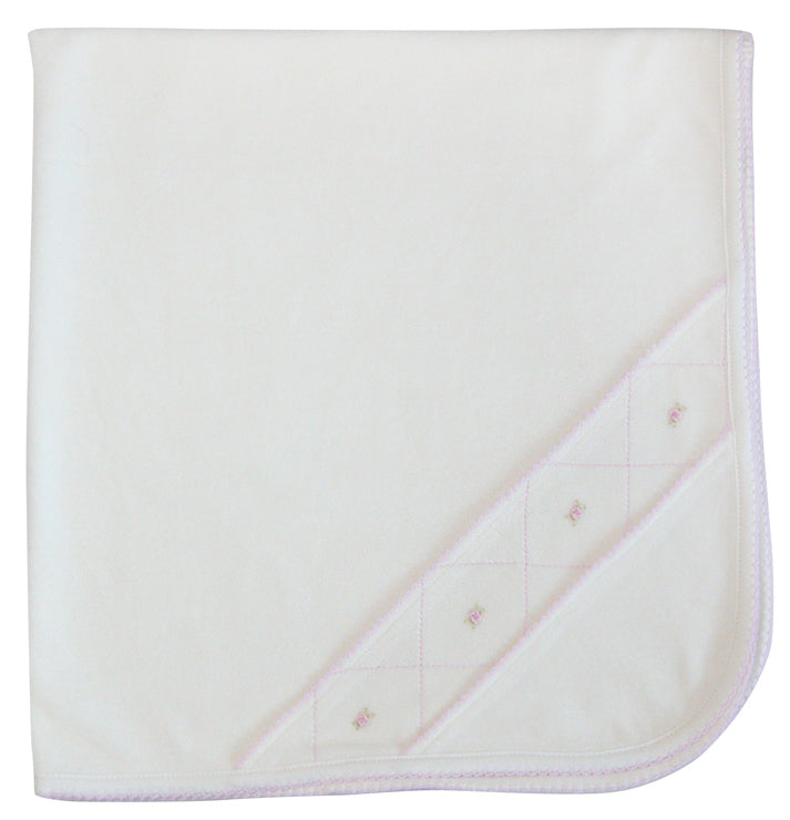 Baby Girl's Ivory Rose Velour Blanket - Little Threads Inc. Children's Clothing