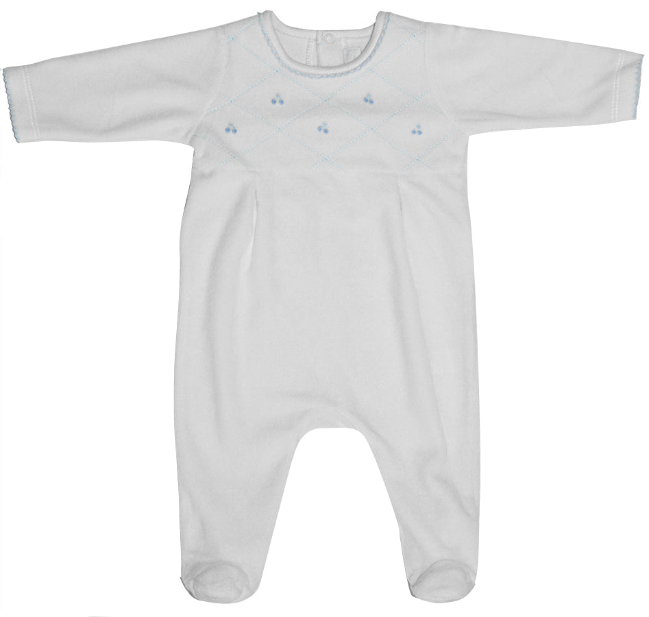 Ivory Velour Baby Boy  Gift Set: Footie, blanket and hat - Little Threads Inc. Children's Clothing