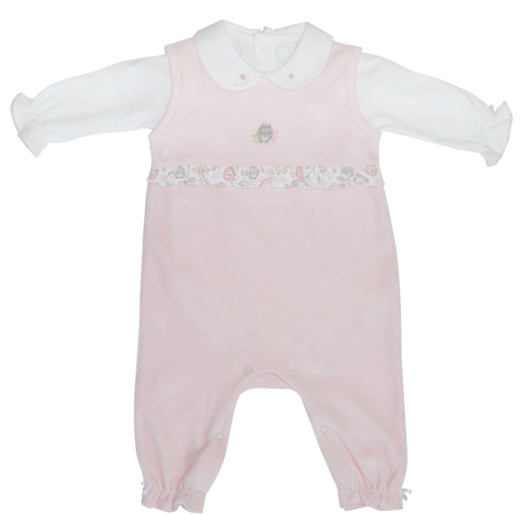 Owl Print Velour Overall Set - Little Threads Inc. Children's Clothing