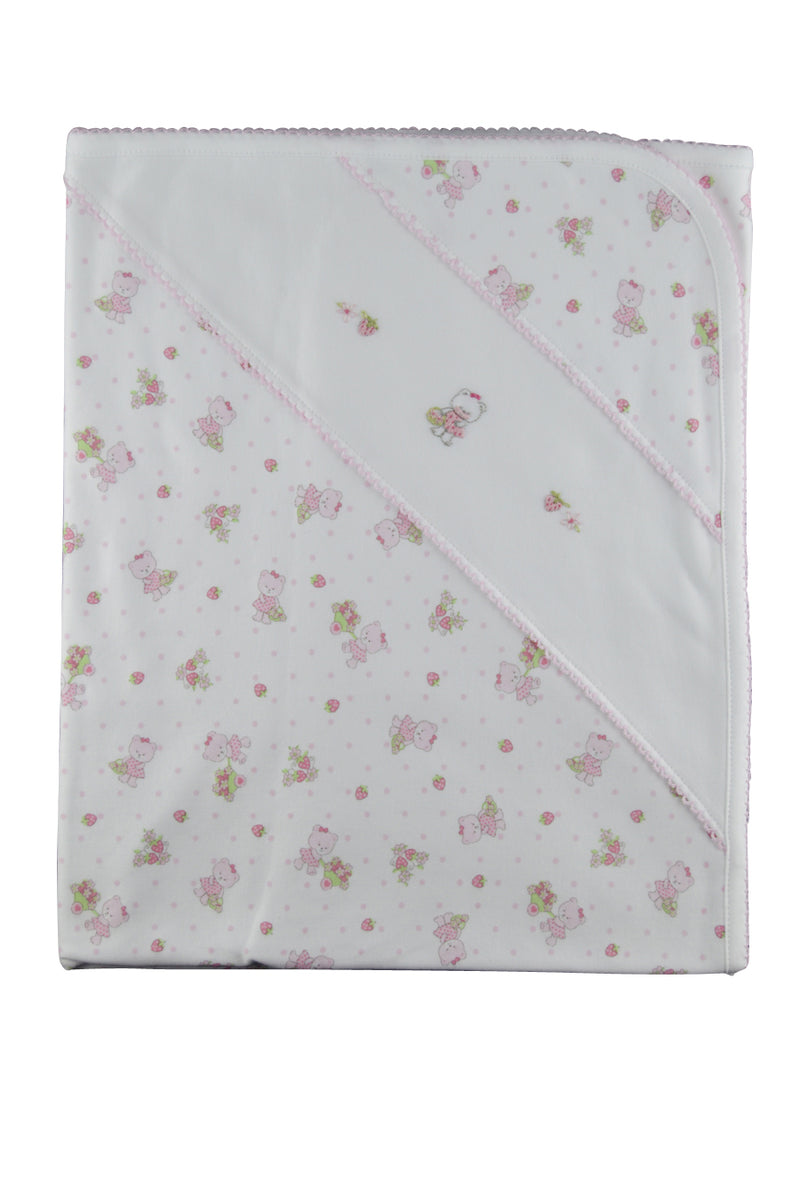 Pink Bear Strawberry Girl Blanket - Little Threads Inc. Children's Clothing