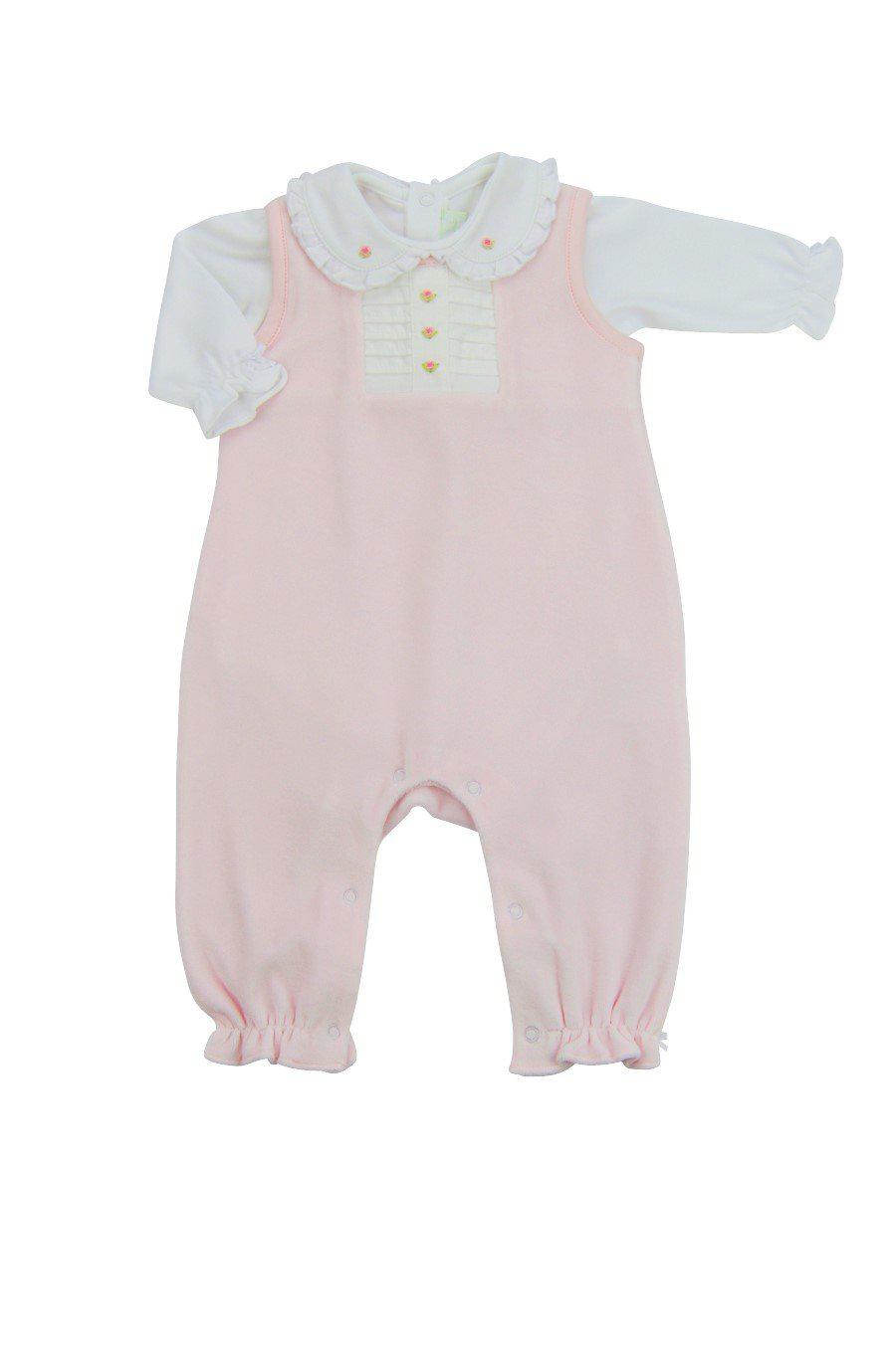 Pink Rosita Velour Overall Set - Little Threads Inc. Children's Clothing