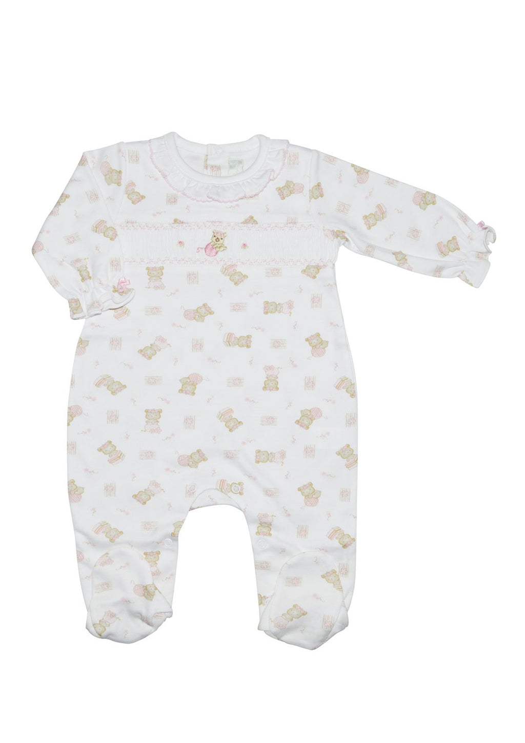 Baby Girl's Pink Bear Print Footie - Little Threads Inc. Children's Clothing