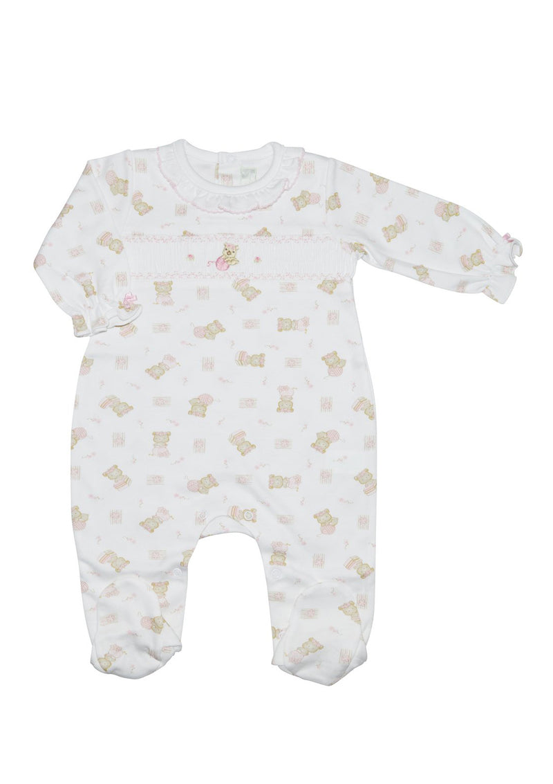 Baby Girl's Pink Bear Print Footie - Little Threads Inc. Children's Clothing
