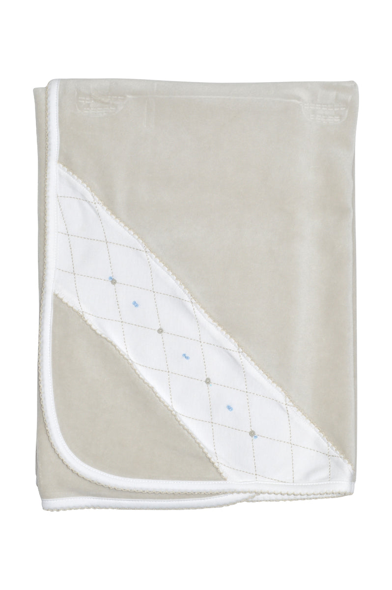 Jo and Joan Pearl Grey Velour Boy's Blanket - Little Threads Inc. Children's Clothing