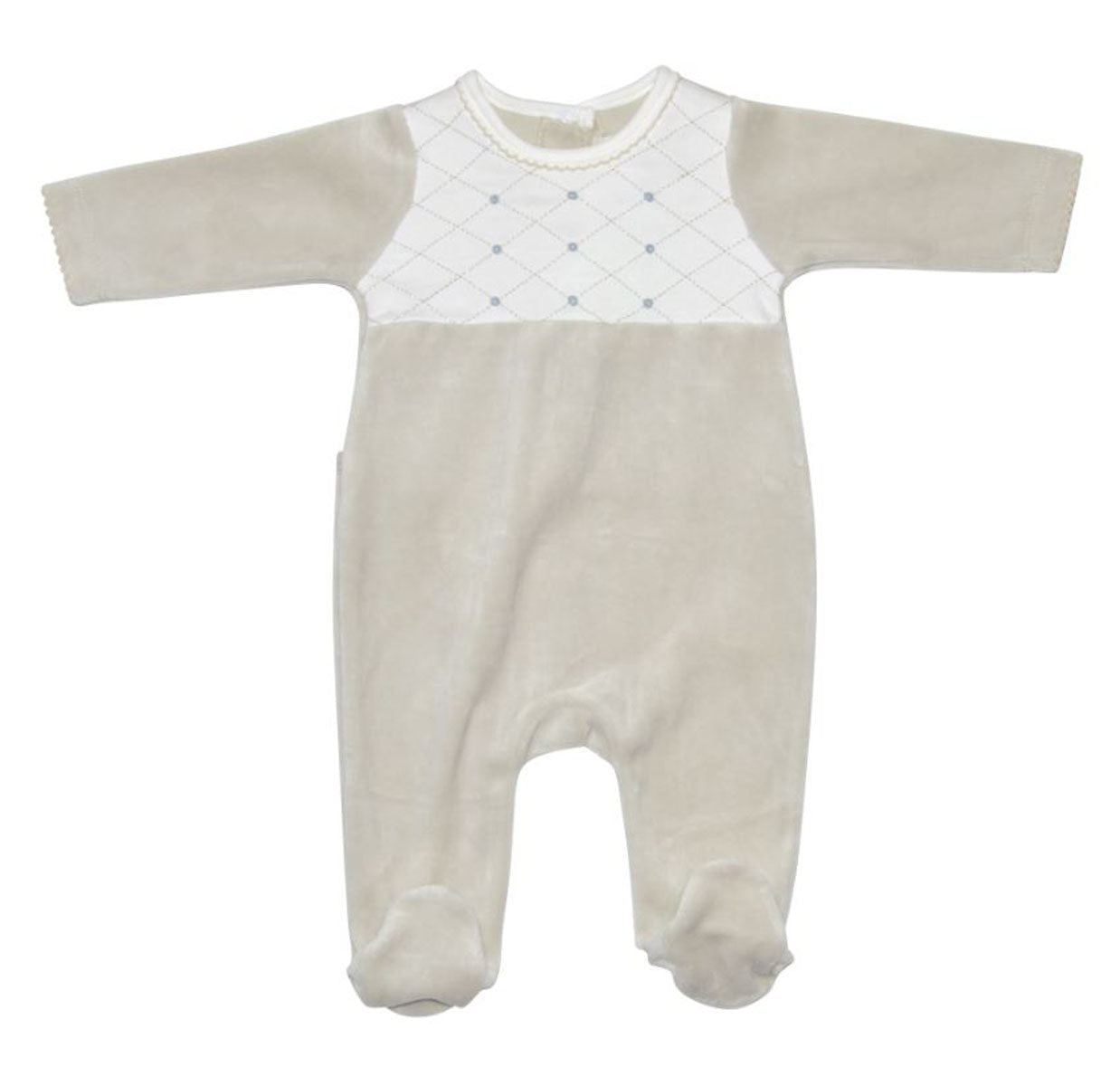 Taupe Velour Boy's Footie - Little Threads Inc. Children's Clothing