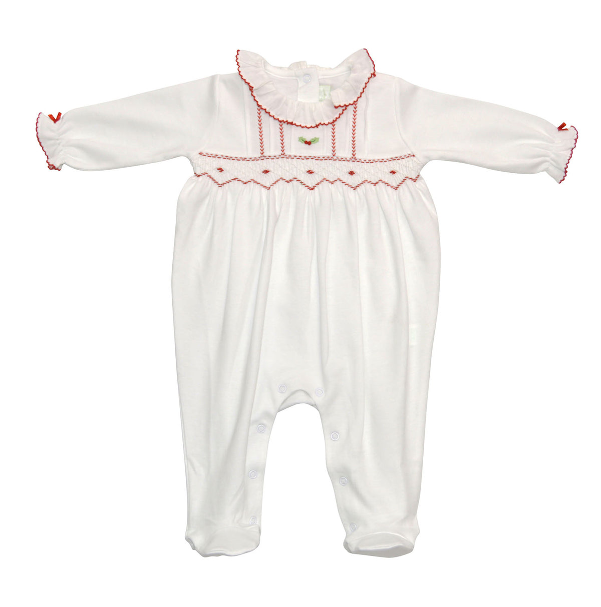 Christmas Hand Smocked Baby Girl's Footie - Little Threads Inc. Children's Clothing