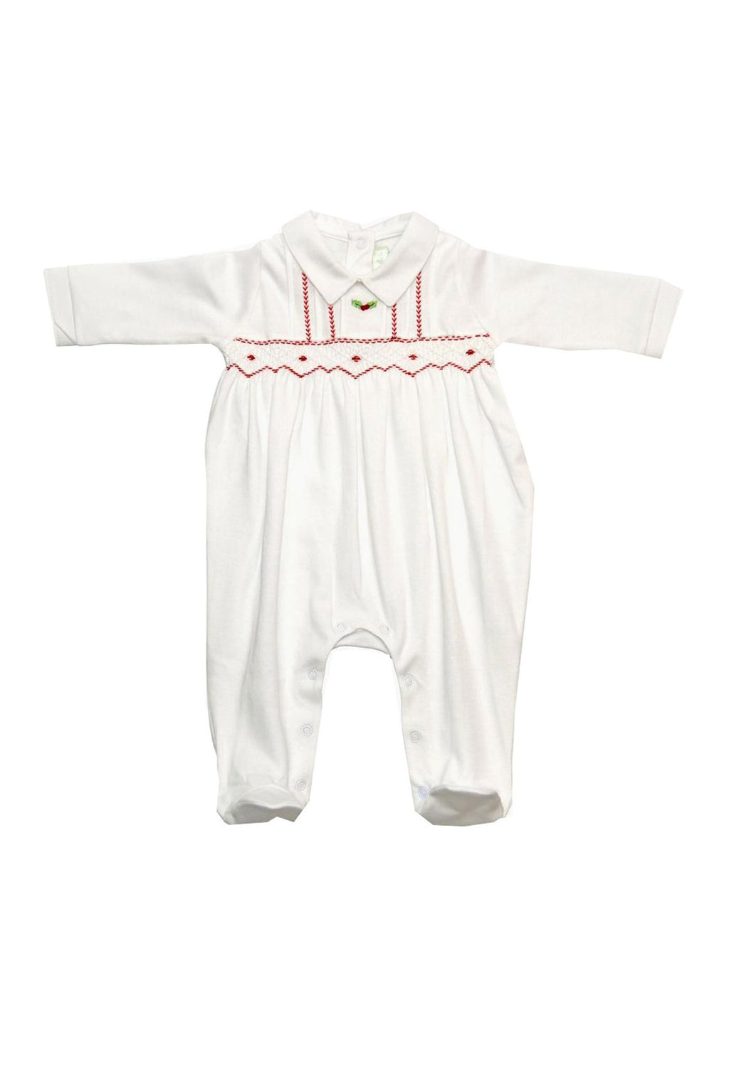 White Christmas Pima cotton baby boy footie - Little Threads Inc. Children's Clothing