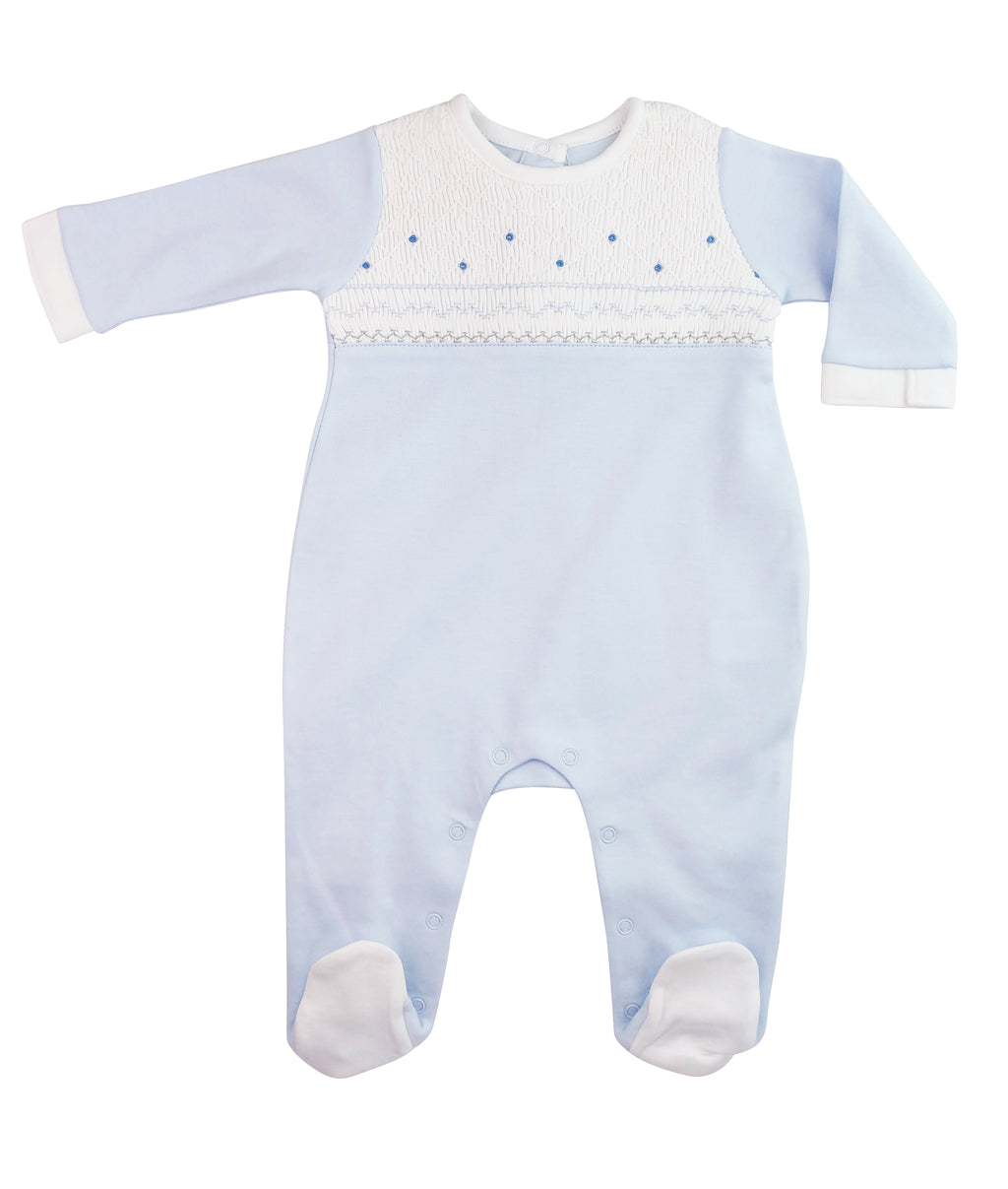 Baby Boy's Blue Smocked Footie - Little Threads Inc. Children's Clothing